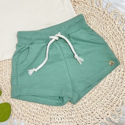 Conj. Blusa Paris e Short em Moletinho - Areia e Verde